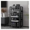 5 Tier Stereo Receiver Cabinet Furniture Speaker Amplifier Storage Unit, AV Component Media Stand Audio-Video Tower, Player CD DVD Turntable TV Accessories Electronic Equipment Game Console Shelves(Bl view 1