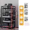 5 Tier Stereo Receiver Cabinet Furniture Speaker Amplifier Storage Unit, AV Component Media Stand Audio-Video Tower, Player CD DVD Turntable TV Accessories Electronic Equipment Game Console Shelves(Bl view 2