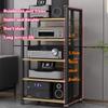 5 Tier Stereo Receiver Cabinet Furniture Speaker Amplifier Storage Unit, AV Component Media Stand Audio-Video Tower, Player CD DVD Turntable TV Accessories Electronic Equipment Game Console Shelves(Bl view 3