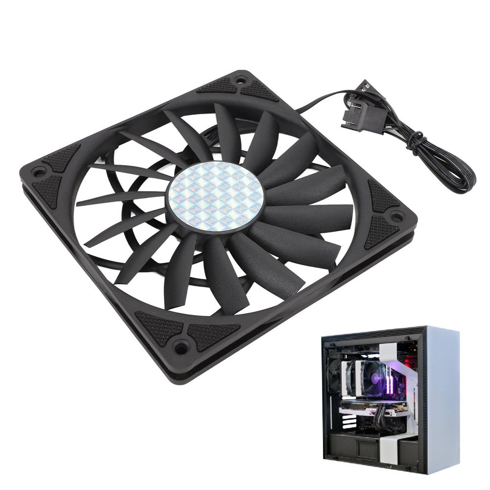 120mm Case Fan, 120mm PWM 4 Pin MFDB 500-1800RPM PC Cooling Fan, 26.5dBA Quite Computer Case Fan, for PC Computer Case (Black)