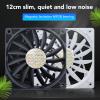 120mm Case Fan, 120mm PWM 4 Pin MFDB 500-1800RPM PC Cooling Fan, 26.5dBA Quite Computer Case Fan, for PC Computer Case (Black) view 2