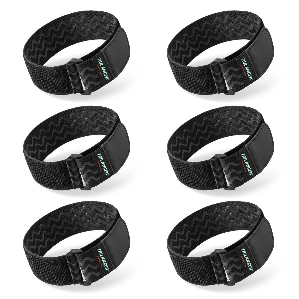 Trilancer Elastic Cinch Straps with Anti-Slip Strips, 14 "x 2" (6 Pack) Multipurpose Hook and Loop Bundling Straps for Hose, Cords, Bike, Luggage, Camping, Yoga Mats