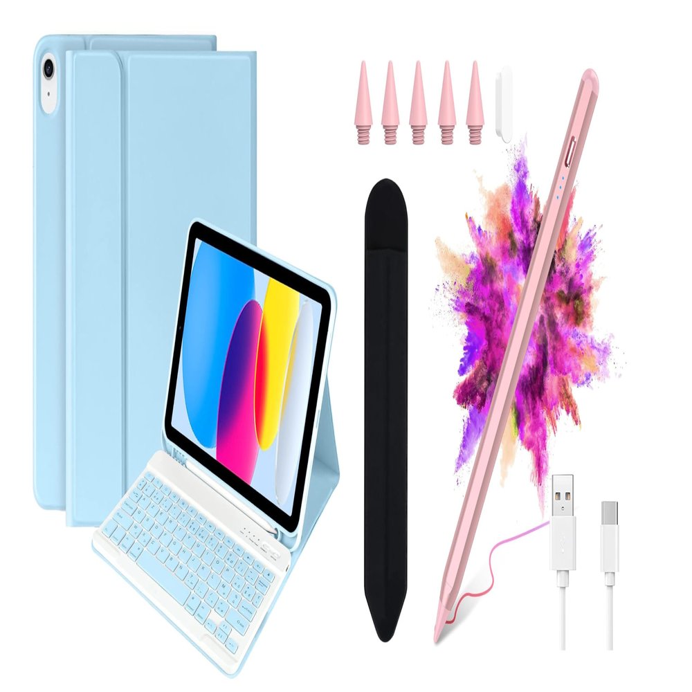 besky Stylus Pen & Keyboard Case Compatible for iPad 10th Generation Case with Keyboard (10.9",2022)(Only Compatible with 10th Generation 2022) Detachable Bluetooth Keyboard Case with Pencil Holder