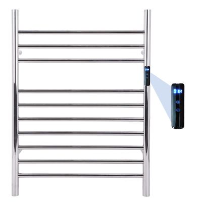 Dawot 10-Bars Silver Heated Towel Rack23" Wall Mounted Towel Warmer with Timer & Temperature Control, Stainless Steel