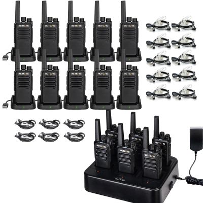 Retevis RT68 Walkie Talkies with Earpiece 16 Pack Bundle with 6 Way Multi Unit Charger, 2 Way Radio Rechargeable with USB Charger Base for School Manufacturing Church Store