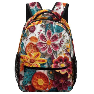 NTVOWPZO Travel Backpack for Women Men Carry On Backpack Flower Pattern Embroidery Luggage Daypack 16.5 Inch Laptop Backpack