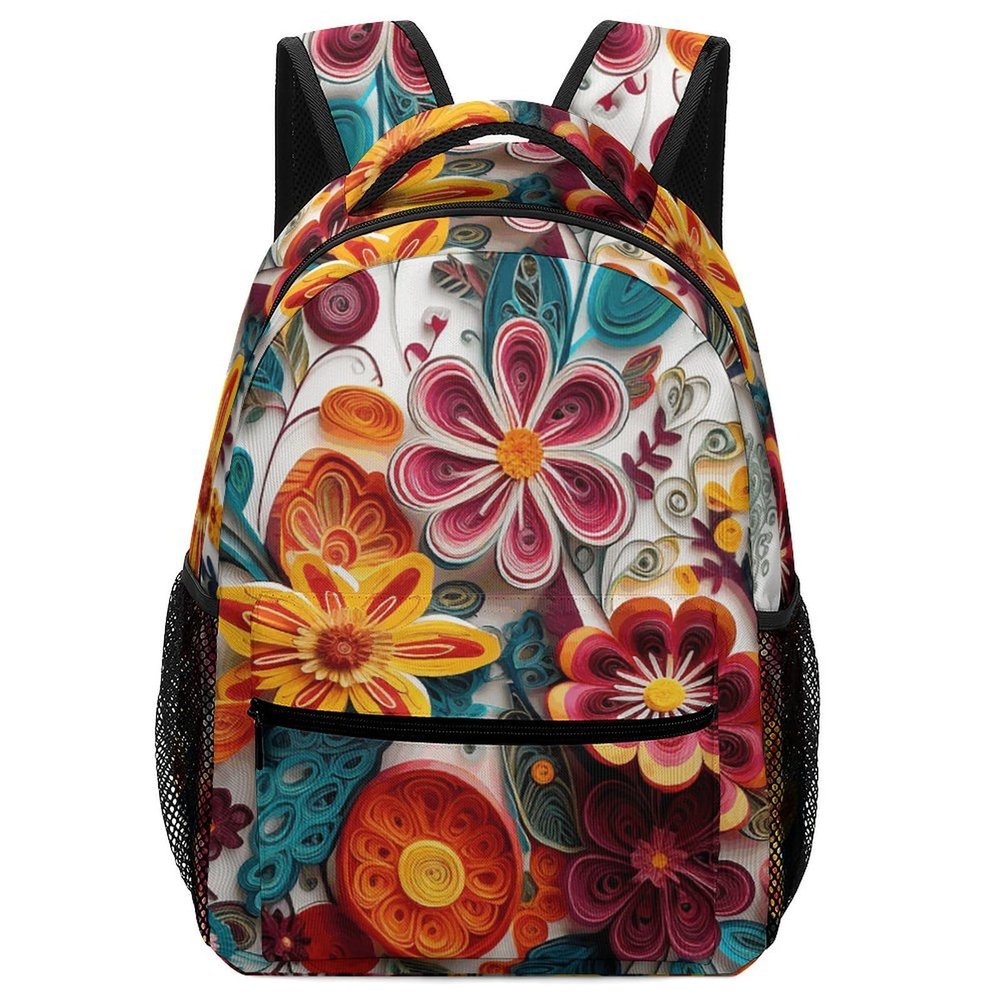 NTVOWPZO Travel Backpack for Women Men Carry On Backpack Flower Pattern Embroidery Luggage Daypack 16.5 Inch Laptop Backpack