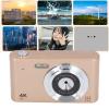 4K Digital Camera, 16X Digital Zoom 48MP Vlog Camera, 2.4in Screen, Built in Flashlight, CCD Camera, Anti Shake, Portable Camera for Beginners and Children (Gold) view 2