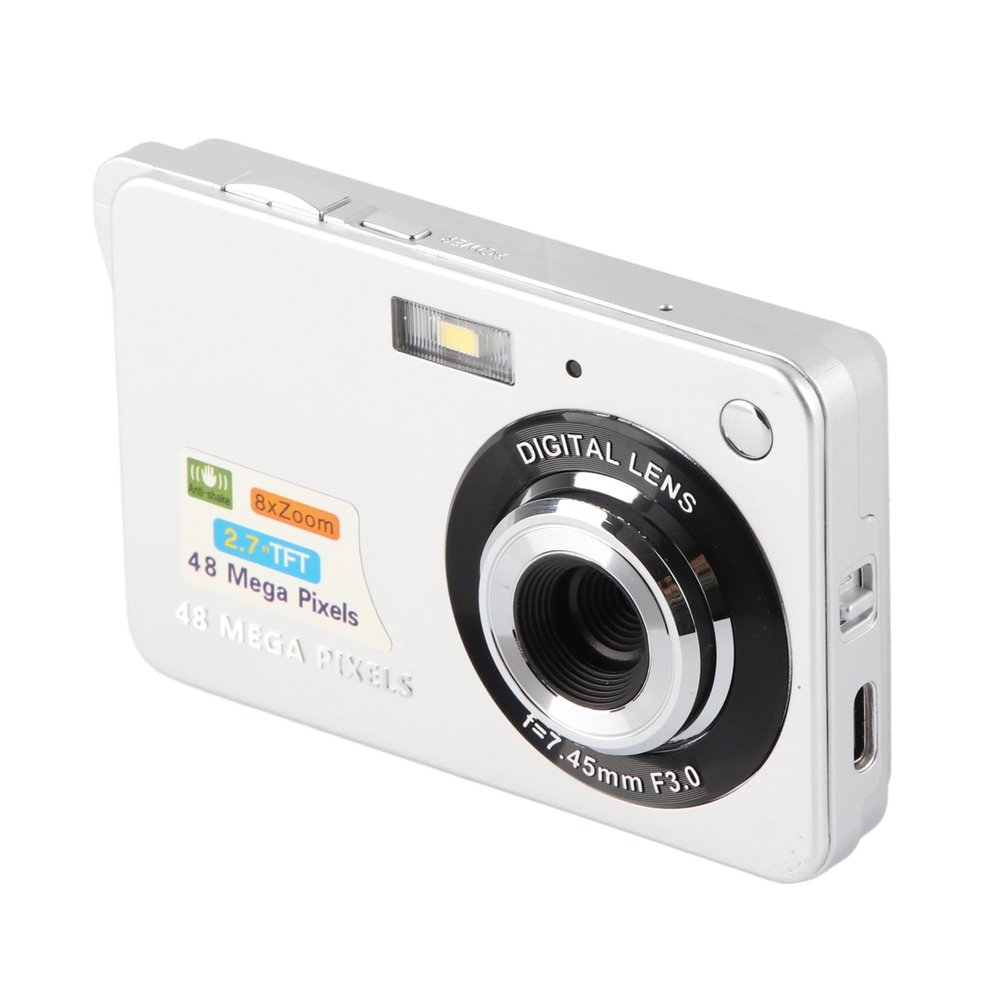 4K Digital Camera with 48MP Resolution and 2.7in LCD Display Featuring 8X Zoom and Anti Shake Technology Ideal for vlogging and Continuous Shooting in a Stylish Pink Color