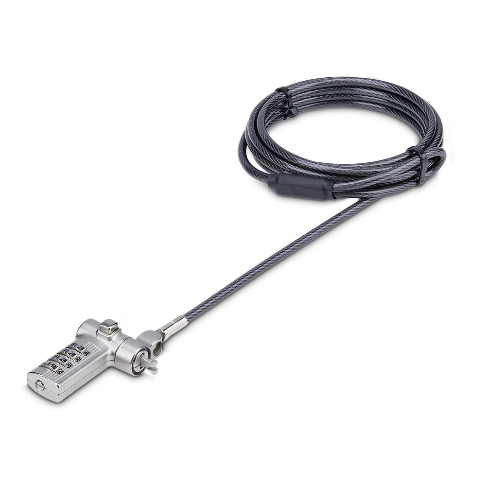 StarTech.com Universal Laptop Cable Lock 6.6ft (2m), Serialized Security Cable, Compatible with Noble Wedge/Nano/K-Slot; TAA