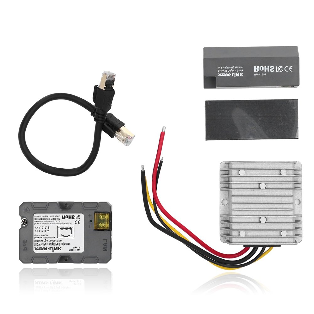 PoE Injector Kit for Dish V2 Internet Kit Satellite, Satellite Disk Cable Adapter to RJ45, DC Boost Converter 12V to 48V