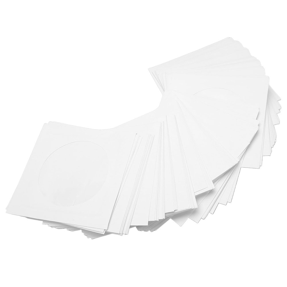 100-Pack Premium CD/DVD Sleeves Envelopes, Thick and Reusable, DustFree Disc Sleeves with Clear Window for 8cm Discs