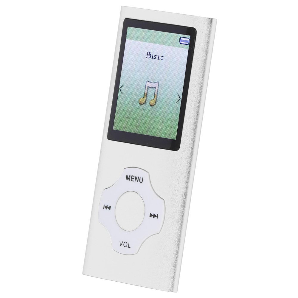 16GB MP3 Player, Bluetooth 5.0 Single Loop MP4 Player, Portable HiFi Sound Music Player Built in HD Speaker, E Book, Voice Recording, Supports up to 128GB TF Card (Silver)