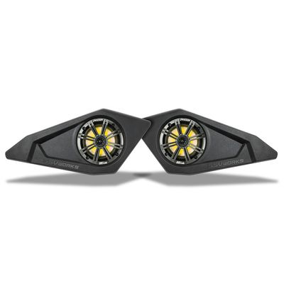 SSV Works MAVR-PHZ+DF 6.5" Front Lower Door-Pocket Speaker-Pods Compatible with 2024-2025 Canam Maverick R and R Max (MAVR-PHZ+DFK: Kicker KM65L RGB Speakers)