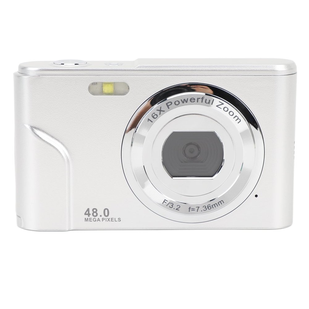 1080P Digital Camera for Photography, 48MP Autofocus Vlogging Camera with 2.4 Color Screen, Travel Camera with 16X Digital Zoom, Flash, Anti Shake (Silver)