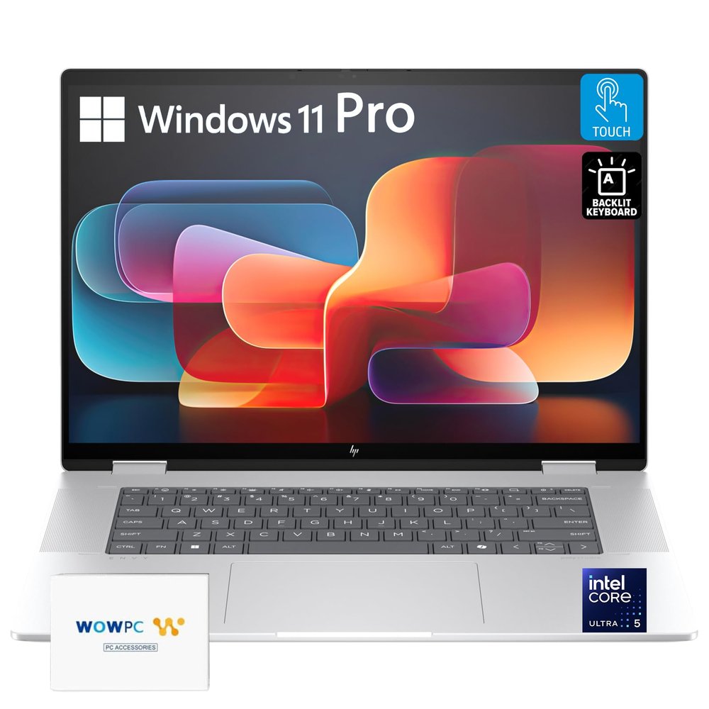 HP Envy x360 2-in-1 Laptop, 16" WUXGA IPS Touchscreen, 12-Core Intel Ultra 5 125U Processor, 16GB LPDDR5, 512GB SSD + 512GB External Hard Drive, Wi-Fi 6E, HDMI, Backlit KB, Windows 11 Pro