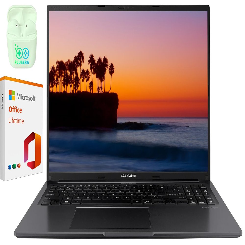 ASUS Vivobook Laptop, 16" Business & Student Laptop Computer, Intel Core i7-1255U Processor, 40GB RAM 1TB SSD, Windows 11 Home Laptop with Microsoft Office Lifetime License, PLUSERA Earphones, Black