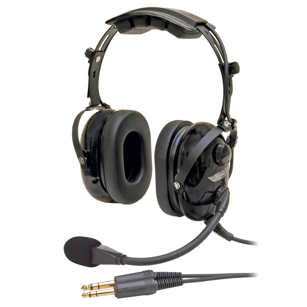 ASA AirClassics HS-1A Pilot Headset Durability - 23 dB Noise Reduction - Noise-Canceling Mic - Stereo/Mono - Essential Aviation Headset - General Aviation Headsets for Pilots