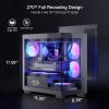 Redragon GC218M Gaming Back-Mounted PC Case, M-ATX Computer Chassis w/ 2 x 120mm Fans Pre-Installed & High Airflow Perforated Panels, 270 Full View, Easy Cable Management, Black view 3