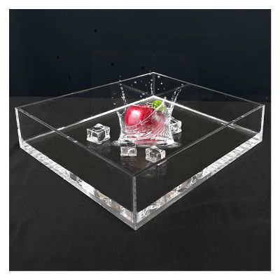 Acrylic Water Tank Deep and Shallow Sink Five-Sided Tray, 2 in Thickness Fish Tank Shooting Transparent Water Tank Pool, Food and Cosmetics Storage Box(60x50x10cm/23.6x19.7x3.9in)