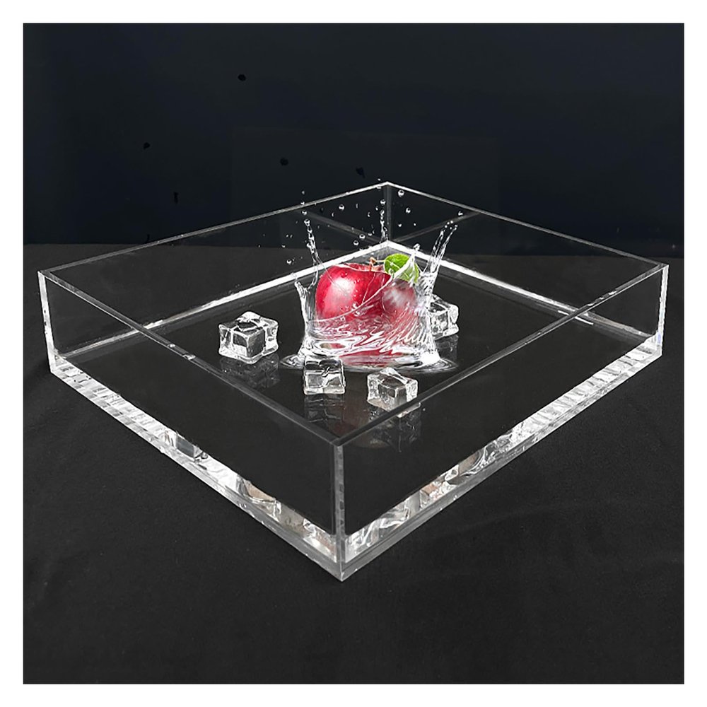 Acrylic Water Tank Deep and Shallow Sink Five-Sided Tray, 2 in Thickness Fish Tank Shooting Transparent Water Tank Pool, Food and Cosmetics Storage Box(60x50x10cm/23.6x19.7x3.9in)