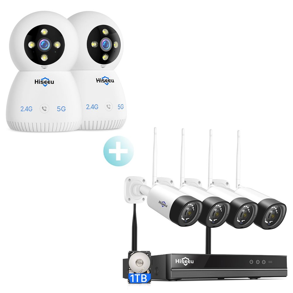 Hisseu Plug-in Camera System,WiFi Camera, 1T HDD, 24/7 Recording