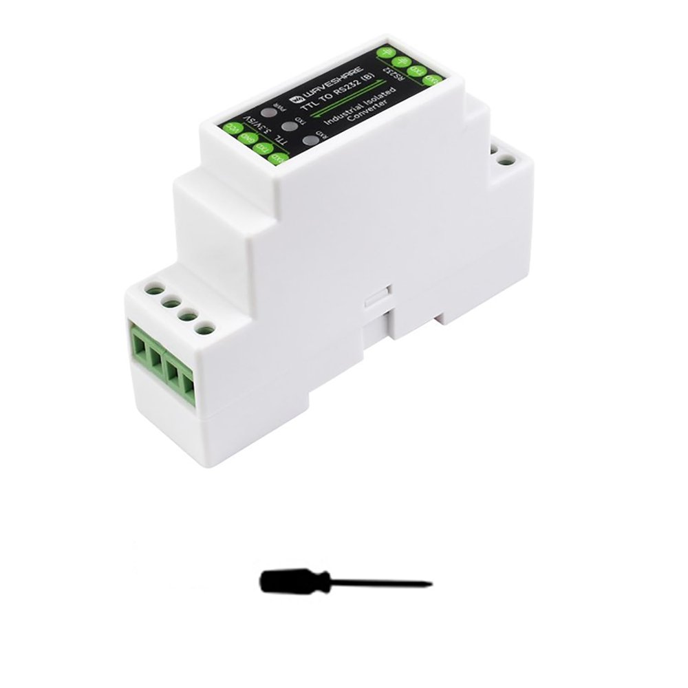 iiunius Galvanic Isolation Rail Mounted TTL to RS232 Converter Bi-Directional Conversion RS232 to TTL Serial Port Adapter, Full-Duplex Communication, Lightningproof and Surge Protection