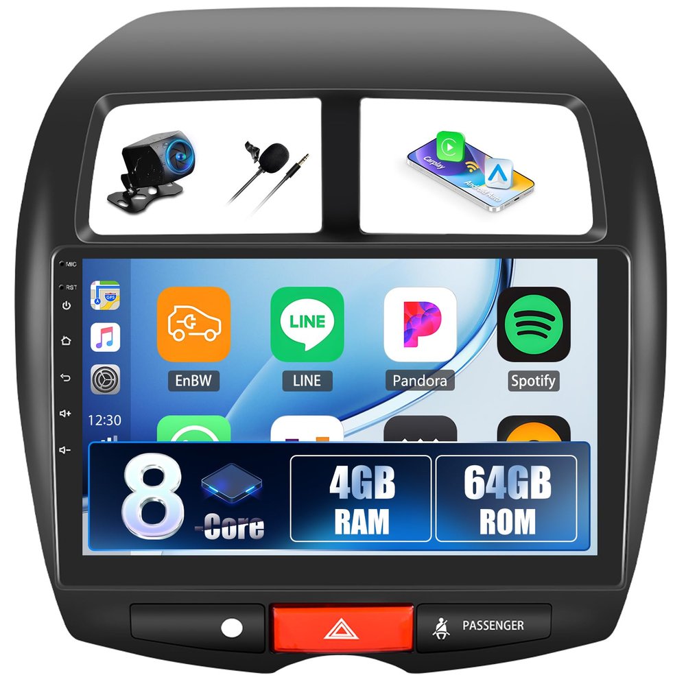 [4+64G]8-Core Android Car Stereo Radio for Mitsubishi Outlander Sport 2011-2017,Mitsubishi ASX 2013-2015,RVR 2011-2017 with Wireless CarPlay,10.1 Inch IPS Touchscreen,GPS,5G WiFi,Bluetooth,FM/RDS,SWC