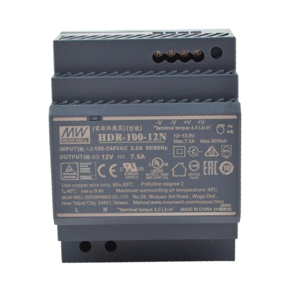 HDR-100-12N 12V 7.5A 90W Slim DIN Rail Power Supply for Home and Industrial Automation