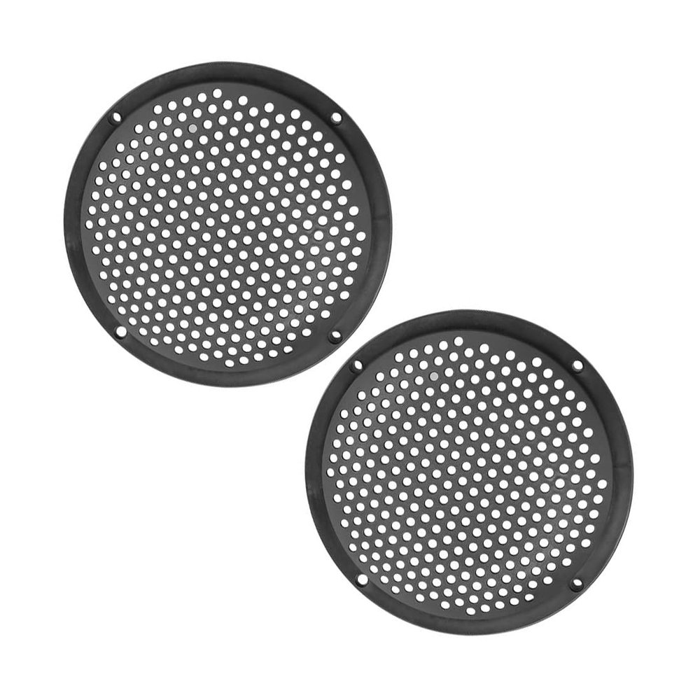 Auttoop 2pcs 5'' Plastic Audio Speaker Cover Mesh Subwoofer Grill Horn Guard Decorative Circle Grille Protector Black for Auto Car