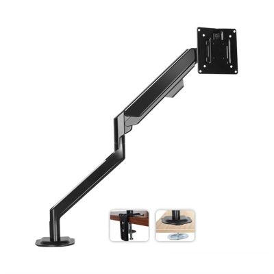 Monitor Arm, Single Monitor Arm, Gas Spring Single Monitor Mount up to 32" and 19.8 lbs, Adjustable Aluminum Monitor Arm Desk Mount with C-Clamp and Grommet Base ,for Laptop, Computer ect(Black)
