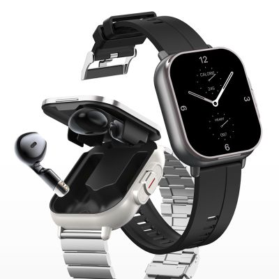 Dpofirs Smart Watch with Earbuds, Reloj Con Audifonos Incluidos Adentro, 2.01 Inch Screen Silicone Band Smartwatch Headset Fitness Watch for iOS for Android Black