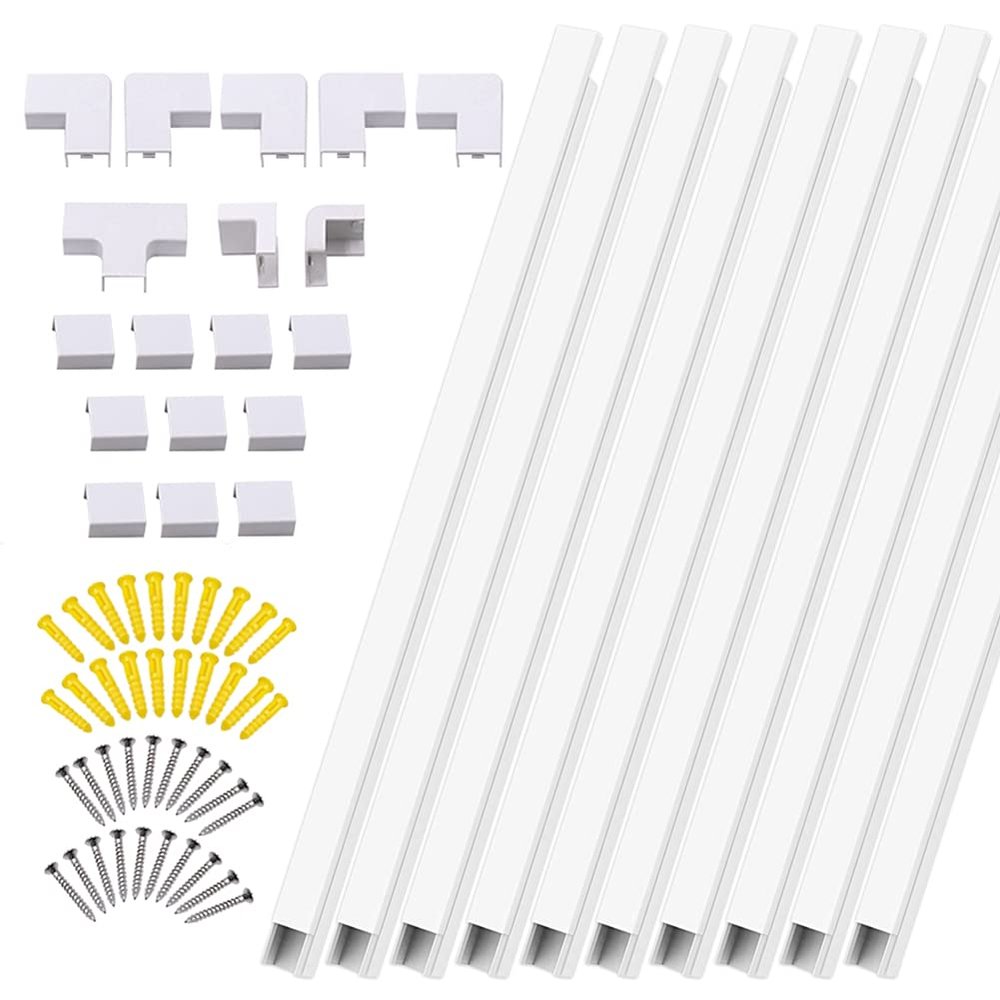 Cable Management, Trunking for Electric Cables,10Pcs PVC Cord Duct Raceway Wall Cable Management Electric Cache Cable Channel Wire Cover
