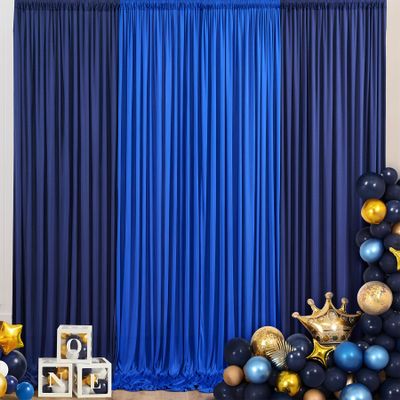 1010 FT Navy Blue Royal Blue Backdrop Curtains for Parties, 6 Panels 2.510ft Wrinkle Free Soft Polyester Drapes for Backdrop Decor Birthday Party Baby Shower Wedding Photo Background Curtains