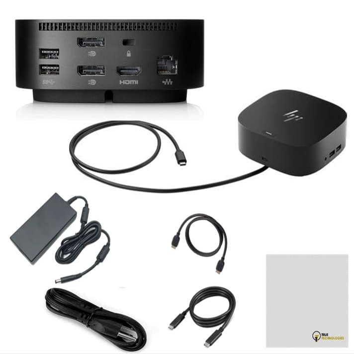 HP USB-C Dock G5-8 in 1 Adapter for Both USB-C and Thunderbolt-Enabled Laptops, PCs, & Notebooks - Single Cable for Charging, Networking, or Data Transfers - Bundle (Renewed)
