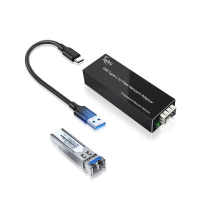 Zhpuostd USB C to Fiber Network Adaptor,USB3.0 Type C 5V to 100/1000base-X SFP Gigabit Network Card,Equipped with a 1.25G Single-Mode Dual-Fiber Module,20km Transmission