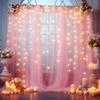 10x8ft Baby Pink Tulle Backdrop Curtain with Lights String for Parites, Sheer Photo Backdrop Curtains with Lights for Wedding Backdrop Ceremony Reception Bridal Shower Baby Shower Birthday Party view 4