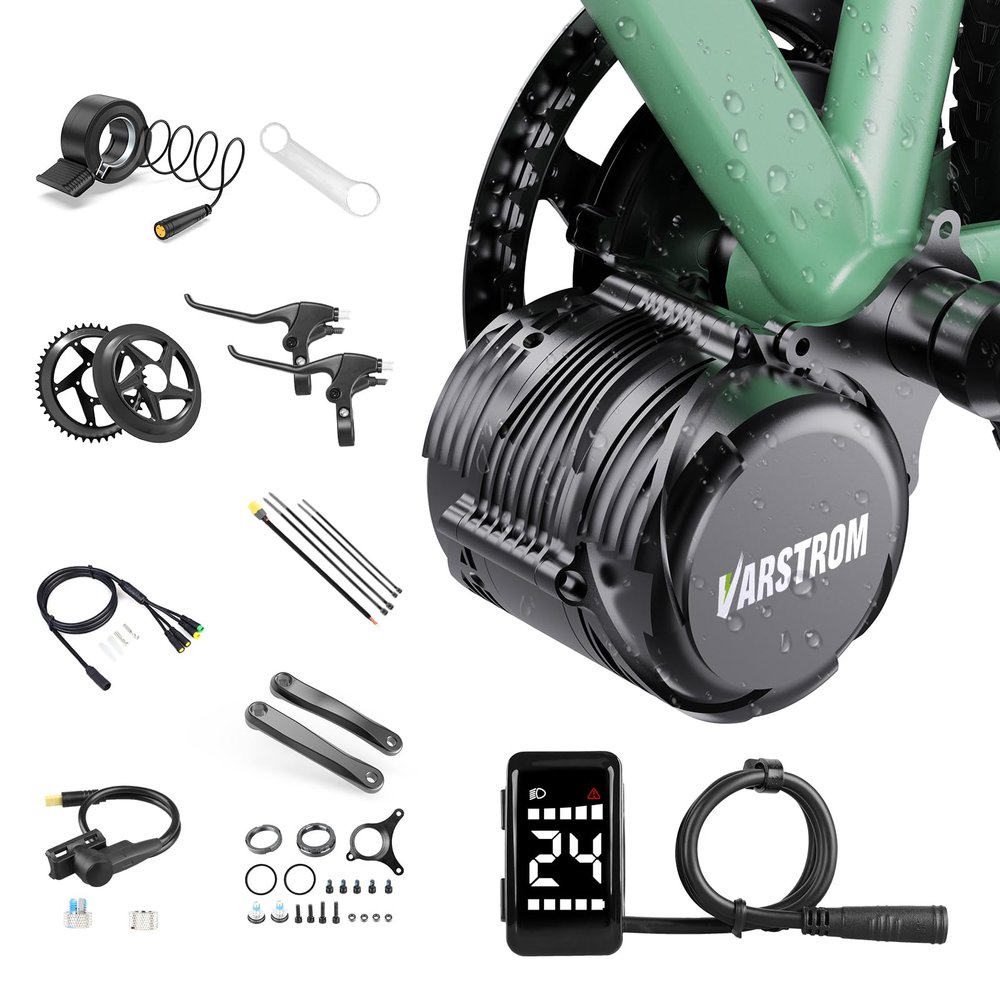 Varstrom 48V750W TS-DZ8 Mid Drive Kit,Upgraded 1056W Peak Power Torque Sensor Mid Drive Ebike Conversion Kit, Electric Bike Kit with DZ40 Display for 68-73MM Bottom Bracket
