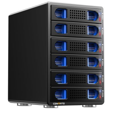 CENMATE 6 Bay Hard Drive Enclosure with Cooling Fan for 2.5/3.5" SATA HDD/SSD with USB A/C 3.0, Support Hot Swappable, Daisy Chain Expansion, Tool-Free HDD Enclosure, DAS(NO RAID/NAS)