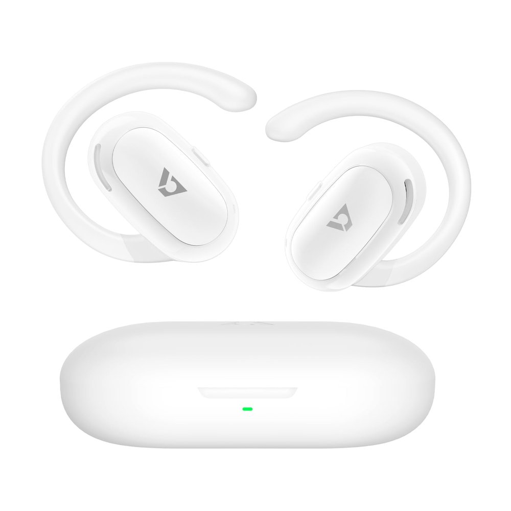 1Mii Open Ear Headphones, Wireless Sports Earbuds 60 Hours Long Playtime with Charging Case (White)