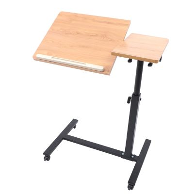 Mobile Adjustable Rolling Laptop Desk 360 Rotating Portable Laptop Stand with Wheels, Tiltable Overbed Table Laptop Table for Bed, Couch, Office, Computer Workstation, or Study