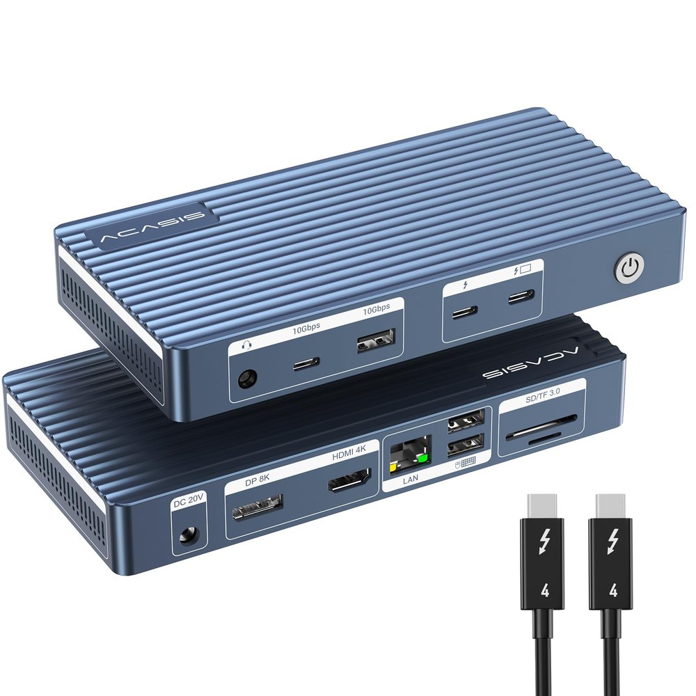 ACASIS 40Gbps Dock - 11 Ports, 8K60Hz HDMI, 1 GbE Ethernet, SD/TF 4.0, 10Gbps USB C/A, 3.5mm Audio, MacBook Docking Station Dual Monitor, 40Gbps Dock for Mac M1/M2/M3 Pro/Max