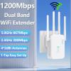 WiFi Extender Signal Booster, Long Range Wireless Internet Repeater for Home Cover up to 10,000 Sq.ft and 45 Devices, 1200Mbps Dual Band 2.4/5GHz, WiFi Router Extender with Ethernet Port view 3