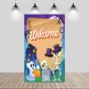 CHNYWORK 5x7ft Halloween Welcome Backdrop Cartoon Skeleton Haunted House Ghost RIP Tombstone Full Moon Bats Background Halloween Night Zombie Monster Kids Birthday Party Decor Photo Booth Props view 2