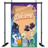 CHNYWORK 5x7ft Halloween Welcome Backdrop Cartoon Skeleton Haunted House Ghost RIP Tombstone Full Moon Bats Background Halloween Night Zombie Monster Kids Birthday Party Decor Photo Booth Props view 4