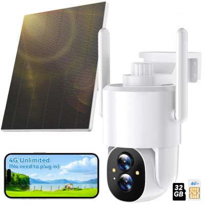 AMTIFO 4G LTE Cellular Security Camera - No Wi-Fi Needed, 360 PTZ, Night Vision, Unlimited Data Subscription, Solar-Powered, Wireless Outdoor Surveillance