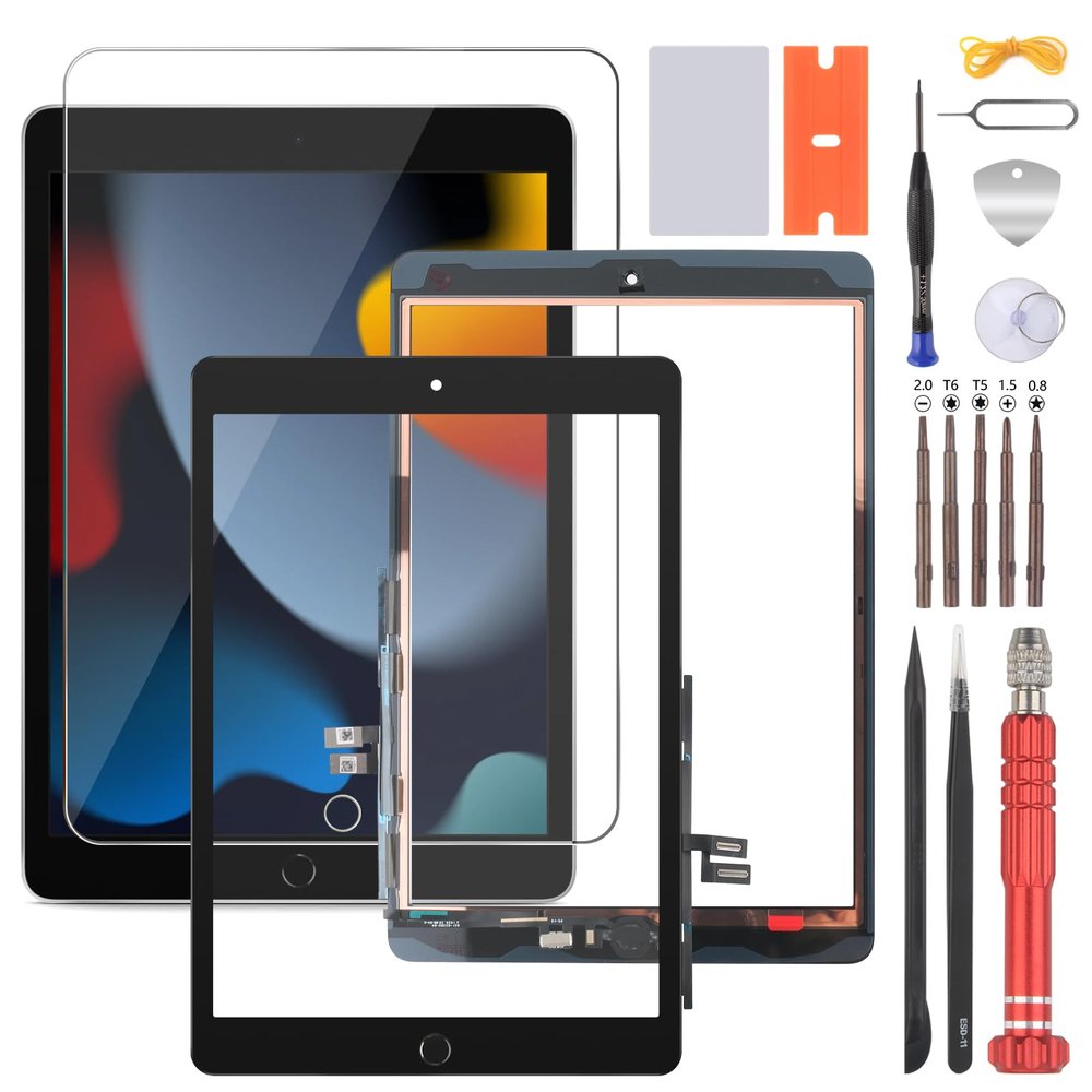 FKBAightccy Touch Screen Digitizer for iPad 9th Gen A2602 A2603 A2604 A2605 10.2 Tablet Screen Replacement Panel Front Glass Repair Kit Replacement Black with Installation Tool (No LCD Display)