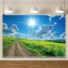 10x6.5ft Spring Green Hills Meadow Backdrop a Path Green Grass Lawn Trees Blue Sky White Clouds Photography Background Outdoor Nature Scenery Decor Kid Baby Portrait Photo Studio Props view 4