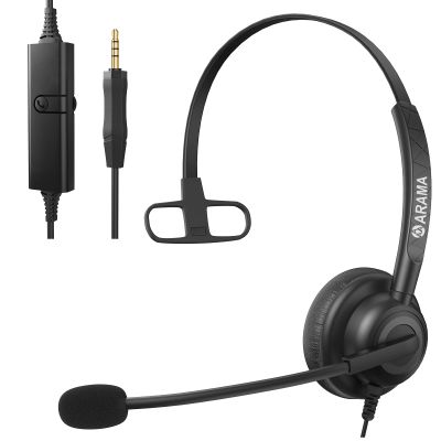 Arama Cell Phone Headset with Microphone Noise Cancelling, 3.5mm Headset for iPhone Samsung Android Mobile Phone PC, Wired Computer Headsets for Work Classroom Home Office Call Center (A600MP)