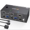 4K@144Hz KVM Switch 2 Monitors 2 Computers 8K@60Hz, MLEEDA HDMI and Displayport Dual Monitor KVM Switch with 4 USB 3.0 Port for Keyboard Mouse Printer, with Wired Remote, Power Adapter and USB Cables view 1